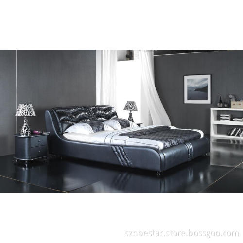 Modern Europe Leather Double Soft Bed (6067)